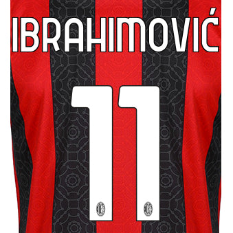 Uni Sport, AC Milan 2020/21 Home Ibrahimovic #11 Jersey Name Set