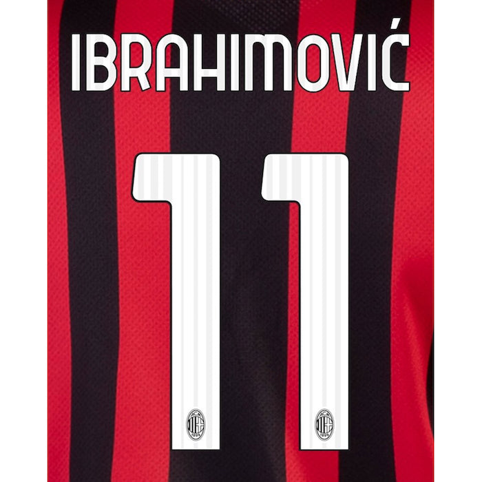 Uni Sport, AC Milan 2021-22 Home Ibrahimovic #11 Jersey Name Set