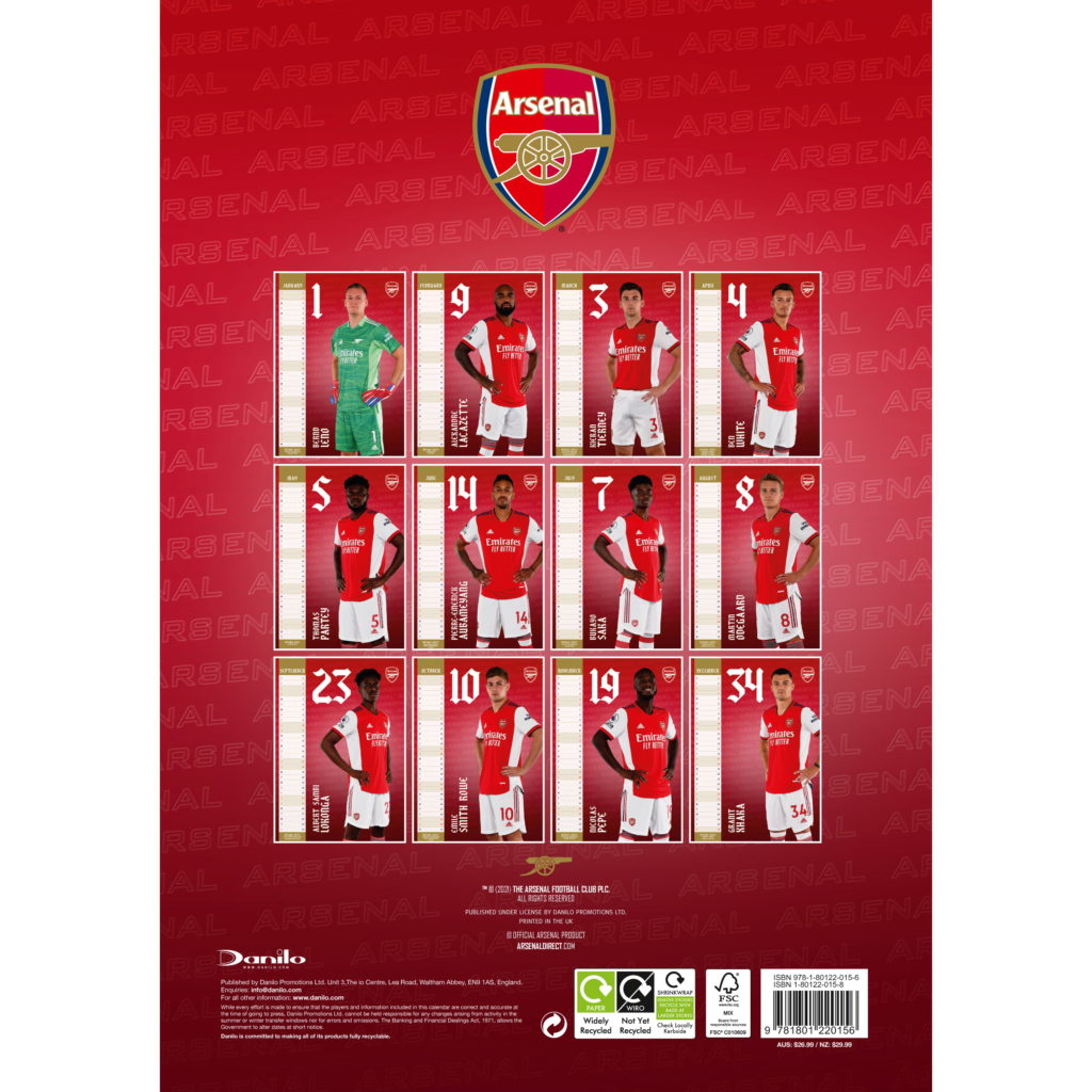 MIMI IMPORTS, Arsenal 2022 Official Calendar