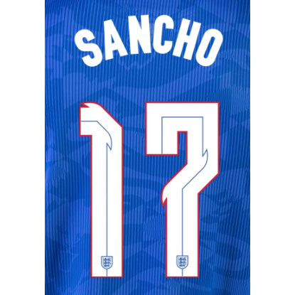 Silver Crystal Sports, England 2020/22 Away Sancho #17 Jersey Name Sets