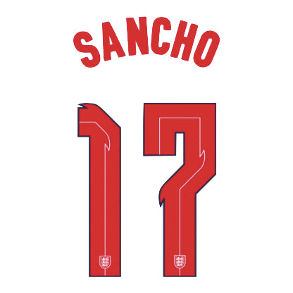 Silver Crystal Sports, England 2020/22 Home Sancho #17 Jersey Name Set