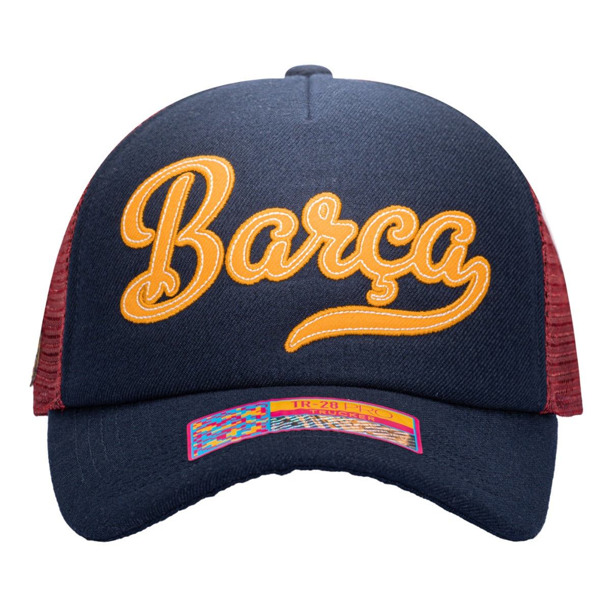 Fi Collection, F.I Collection Barcelona Script Stop Trucker Hat - Navy-Burgundy