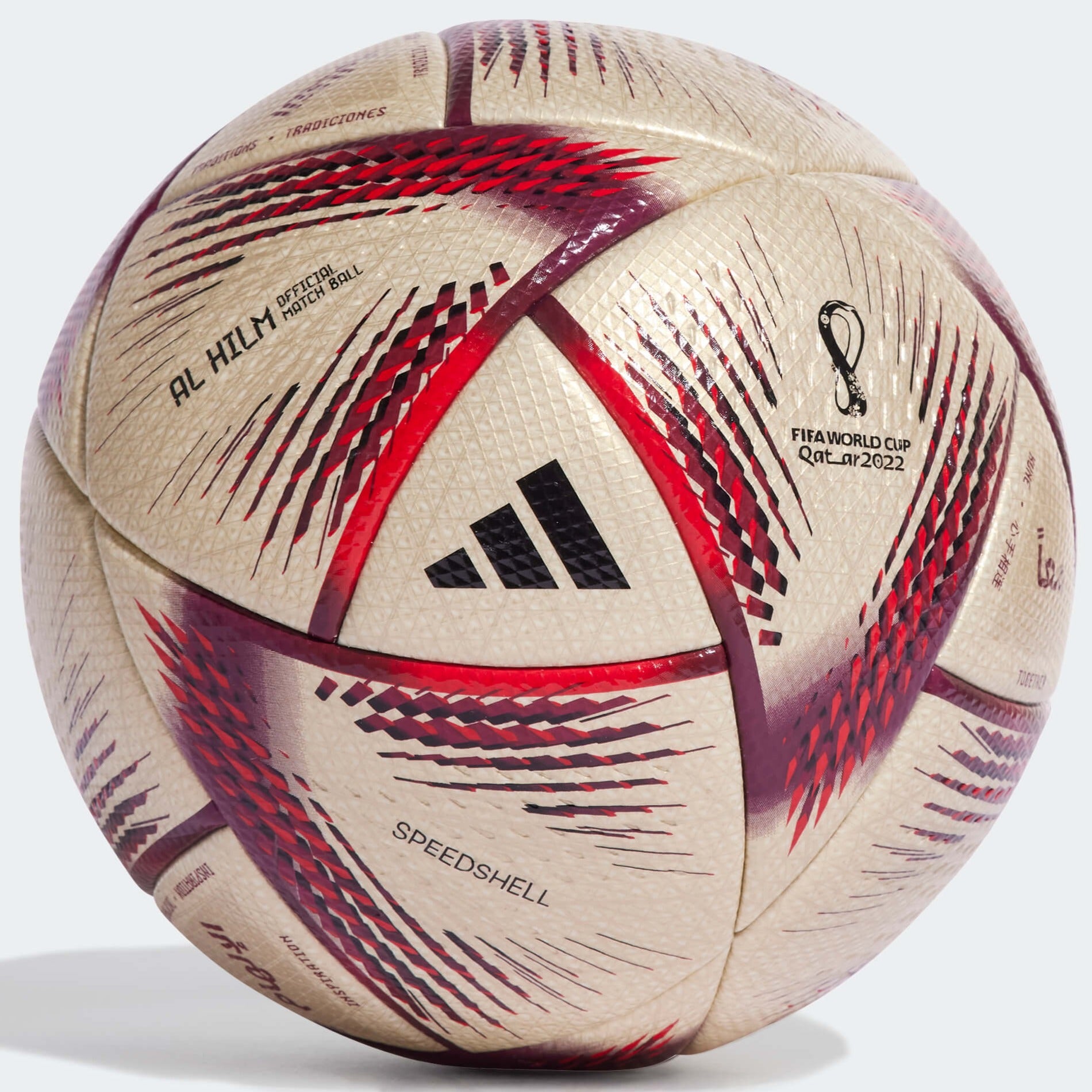 Adidas, adidas 2022 World Cup Al Hilm Official Match Ball - Gold Metallic-Maroon-Red